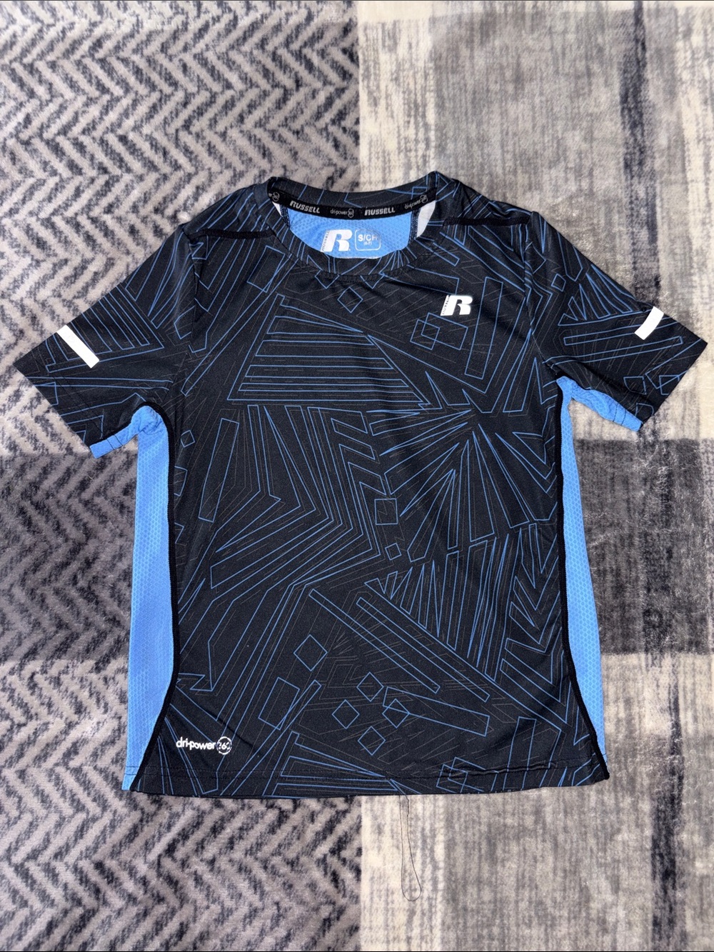 Russell Athletic Black and Blue Graphic Short Sleeve Tee